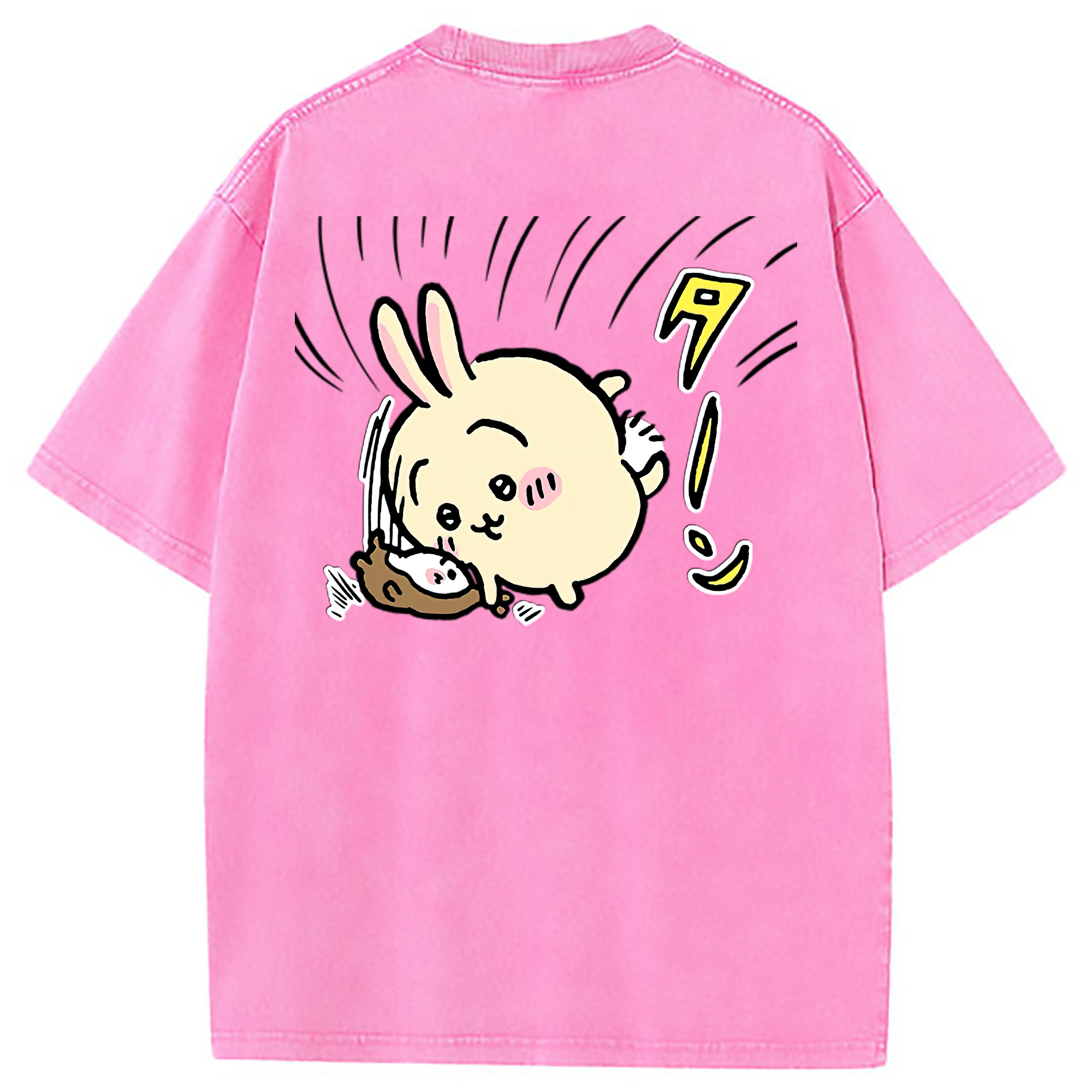 （画像用） ちいかわ うさぎ Chii-kawa usagi 綿100% ヴィンテージ風 半袖Tシャツ（背面プリント）